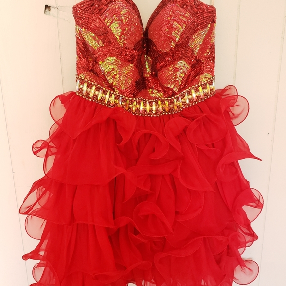 Cute Short Red Quinceanera Dresses Cinderella Dresses Mini Party Dress Red  Size Juniors Color: Red Size: